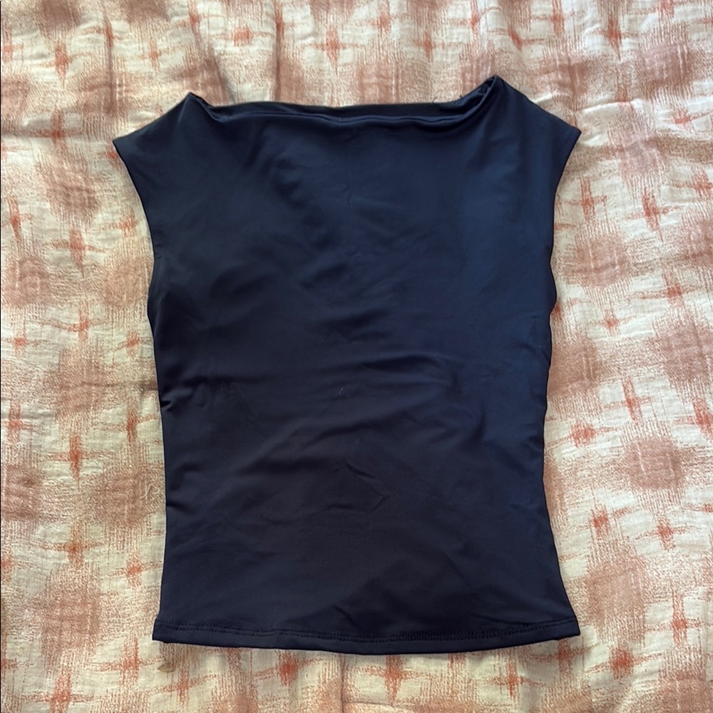 Fitted Blue Cap Sleeve Tank Top